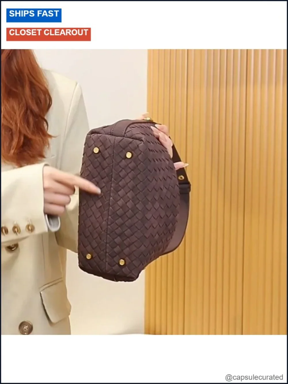 Woven Suede Slouchy Crescent Shoulder Bag Satchel Handbag